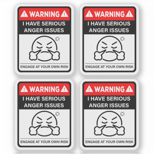 Warning I Have Serious Anger Issues Vinyl Stickers (Voorkant)