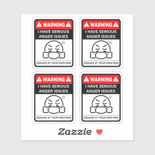 Warning I Have Serious Anger Issues Vinyl Stickers (Vel)
