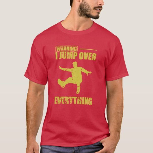 Warning I jump over Everything Parkour Sport funny T-shirt (Voorkant)