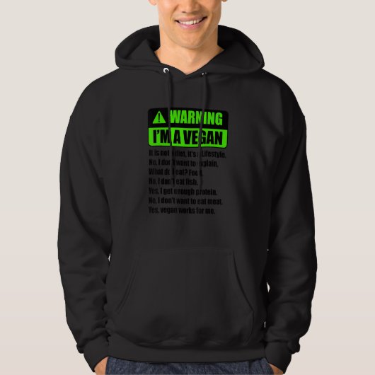 Warning I'm A Vegan It's A Lifestyle Funny Vegan V Hoodie (Voorkant)