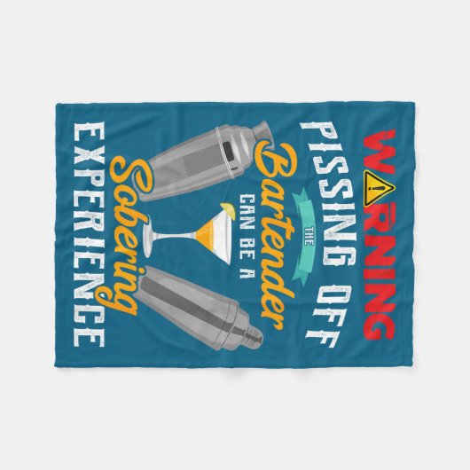 Warning Ing Off The Bartender Funny Sarcastic Bart Fleece Deken (Voorkant (Horizontaal))