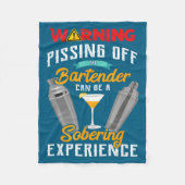Warning Ing Off The Bartender Funny Sarcastic Bart Fleece Deken (Voorkant)