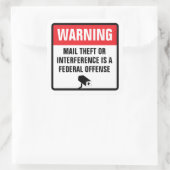 Warning Mail Theft Federal Offense Delivery Vierkante Sticker (Tas)