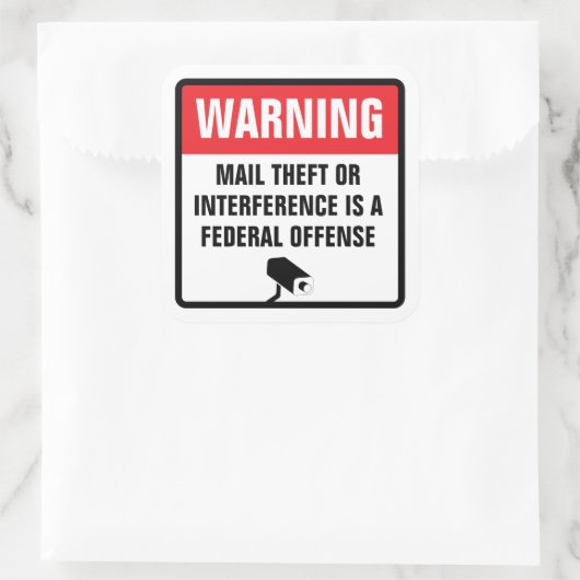 Warning Mail Theft Federal Offense Delivery Vierkante Sticker (Tas)