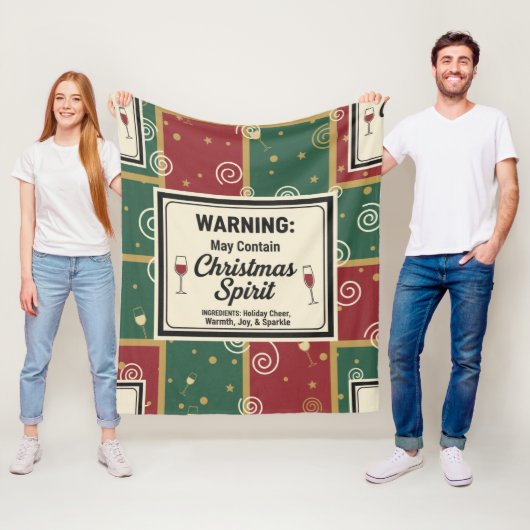 Warning May Contain Christmas Spirit Holiday  Fleece Deken (In situ)