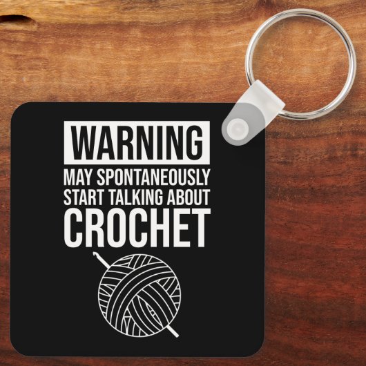 Warning - May Start Talking About Crochet Sleutelhanger (Achterkant)