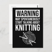 Warning - May Start Talking About Knitting Briefkaart (Voorkant / Achterkant)