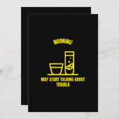 Warning may start talking about tequila funny drin bedankkaart (Voorkant / Achterkant)