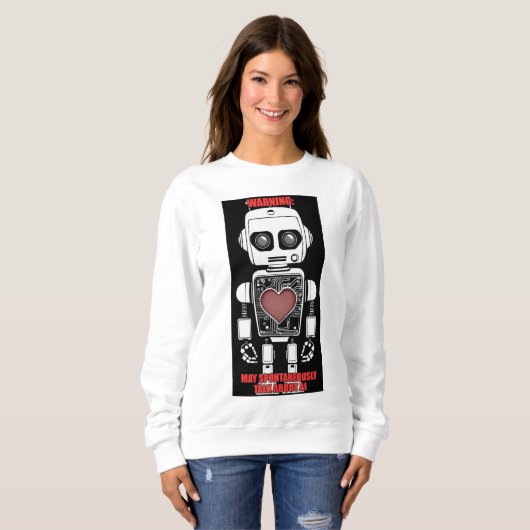 Warning: May Talk About AI White Sweatshirt (Voorkant volledig)