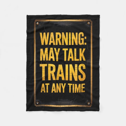 Warning_ May Talk Trains _ Funny Model Train Sayin Fleece Deken (Voorkant)