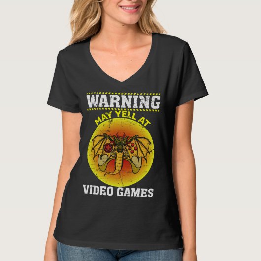 Warning May Yell At Video Games Video Gamers  1 T-shirt (Voorkant)