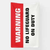 Warning No Lifeguard on Duty red and white Spandoek (Verticaal)