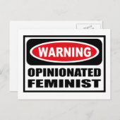 Warning OPINIONATED FEMINIST Postcard Briefkaart (Voorkant / Achterkant)