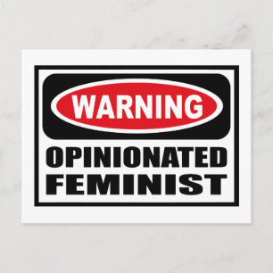 Warning OPINIONATED FEMINIST Postcard Briefkaart