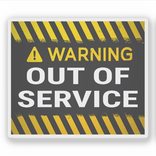 Warning Out of Service  Sticker (Voorkant)