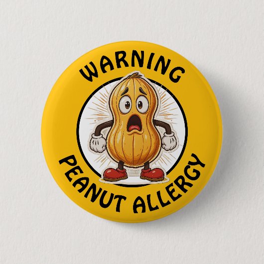 Warning Peanut Allergy Alert   Ronde Button 5,7 Cm (Voorkant)