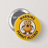 Warning Peanut Allergy Alert   Ronde Button 5,7 Cm (Voorkant /achterkant)