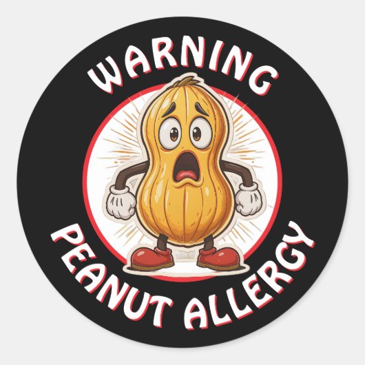 Warning Peanut Allergy Alert   Ronde Sticker (Voorkant)