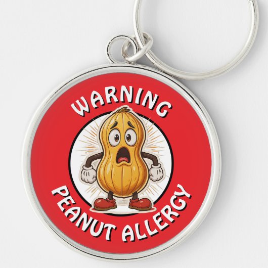 Warning Peanut Allergy Alert Sleutelhanger (Voorkant)