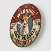 Warning Protected by Jack Russell Security Funny Grote Klok (Hoek)
