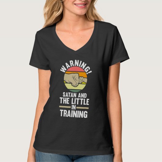 warning satan and the little in training father t-shirt (Voorkant)