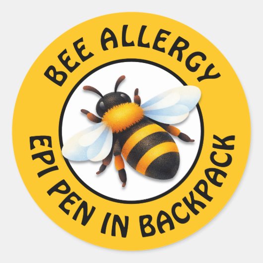 Warning Severe BEE Allergy Alert Button Ronde Sticker (Voorkant)
