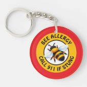 Warning Severe BEE Allergy Alert Button Sleutelhanger (Voorkant)