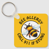 Warning Severe BEE Allergy Alert Button Sleutelhanger (Voorkant)