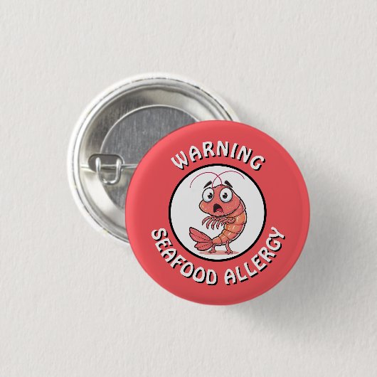 Warning Severe Seafood Allergy Alert Button (Voorkant /achterkant)