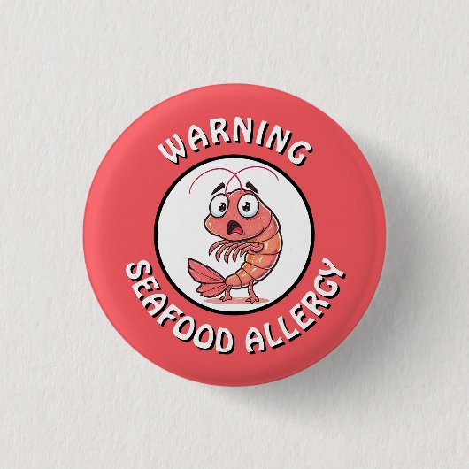 Warning Severe Seafood Allergy Alert Button (Voorkant)