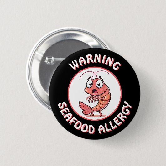 Warning Severe Seafood Allergy Alert Button (Voorkant /achterkant)