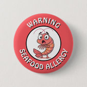 Warning Severe Seafood Allergy Alert Button (Voorkant)