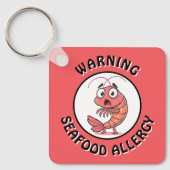 Warning Severe Seafood Allergy Alert Button Sleutelhanger (Voorkant)