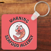 Warning Severe Seafood Allergy Alert Button Sleutelhanger (Achterkant)