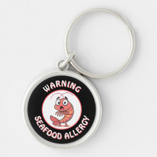 Warning Severe Seafood Allergy Alert Button Sleutelhanger