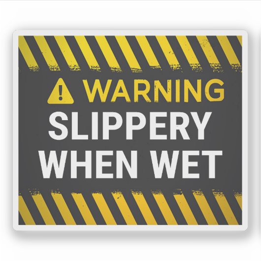 Warning Slippery When Wet  Sticker (Voorkant)