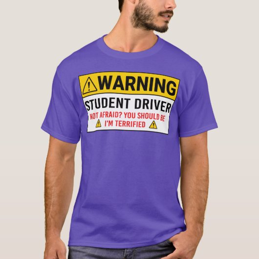 Warning Student Driver Car Safety Vehicle New retr T-shirt (Voorkant)