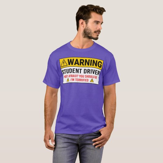 Warning Student Driver Car Safety Vehicle New retr T-shirt (Voorkant volledig)