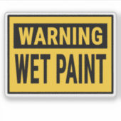 Warning Wet Paint Sign Sticker (Voorkant)