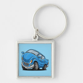 Warp Blauwe Cartoon Auto Sleutelhanger