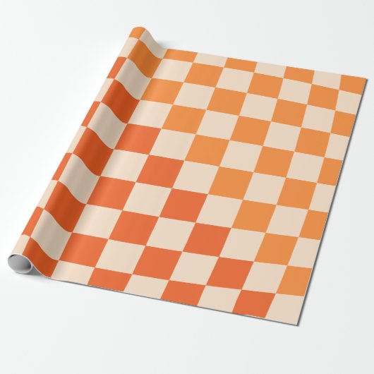 Warp Oranje gecontroleerd patroon controleren Cadeaupapier (Uitgerold)