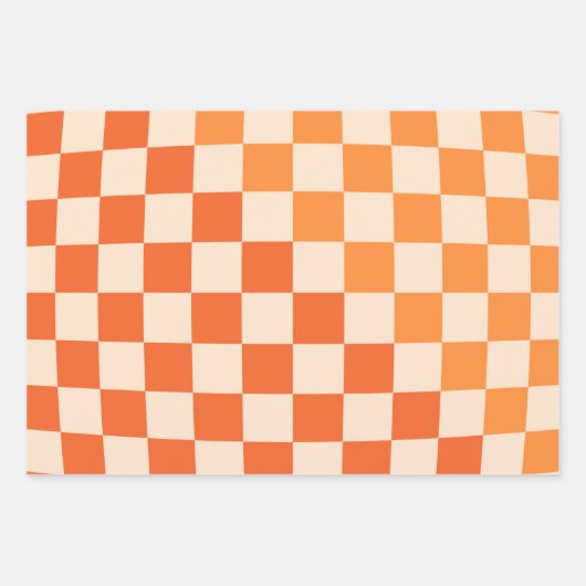 Warp Oranje gecontroleerd patroon controleren Inpakpapier Vel (Voorkant)