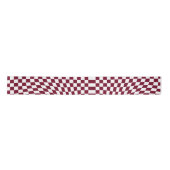 Warped Burgundy Red White Checkered Satijnen Lint (Voorkant)