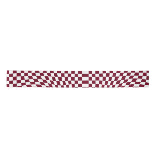Warped Burgundy Red White Checkered Satijnen Lint