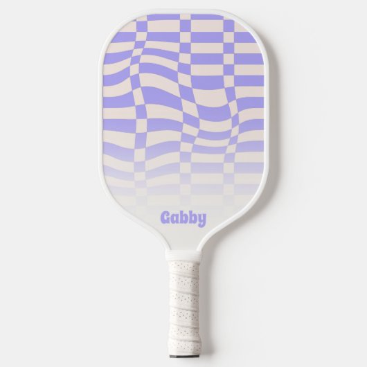 Warped Check paars Pickleball Paddle (Voorkant)