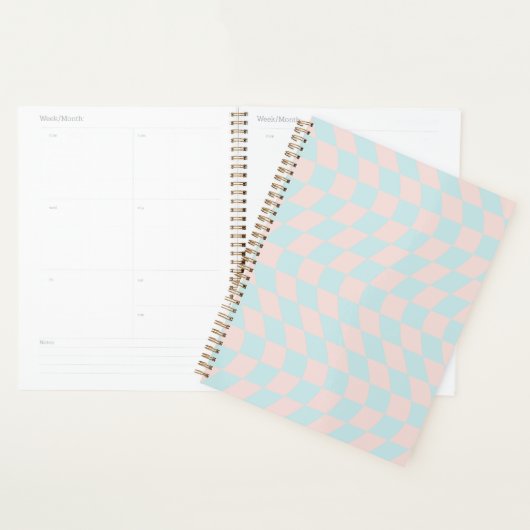 Warped Check Retro Checkerboard Soft Pastel Planner (Display)
