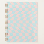 Warped Check Retro Checkerboard Soft Pastel Planner<br><div class="desc">Koel de gevarieerde dammen in pastelblauw en pastelroze kleur. Een mooi retro psychedelisch ontwerp dat je naar het wonderland brengt. Verdraaid,  golvend,  gevarieerd checkerboard,  gevarieerde cheques,  gevarieerd gereduceerd studentenvoorspel van studentenstudenten.</div>