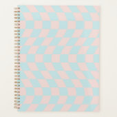 Warped Check Retro Checkerboard Soft Pastel Planner (Voorkant)