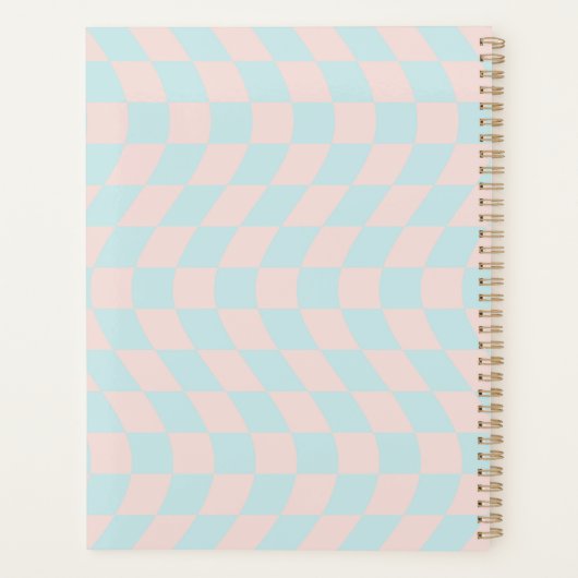 Warped Check Retro Checkerboard Soft Pastel Planner (Achterkant)