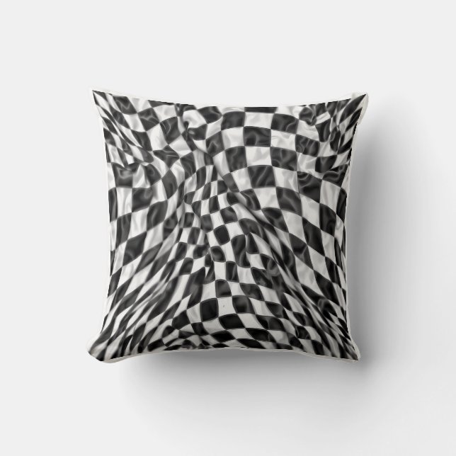 Warped Checkerboard Pattern | Soft Optical Illusio Kussen (Voorkant)